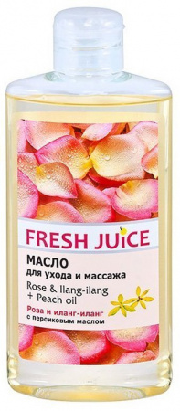 Кремы, масла, молочко для тела fresh juice масло для ухода и массажа "роза и иланг-иланг" с персиковым маслом, 150 мл