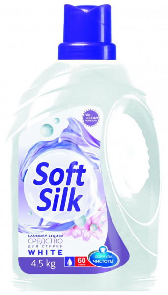 Для стирки средство для стирки жидкое "soft silk" white для белого белья romax, 4,5 кг