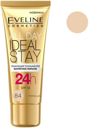 Для лица увлажняющий тональный крем "all day ideal stay" eveline, 30 мл, №84 porcelain