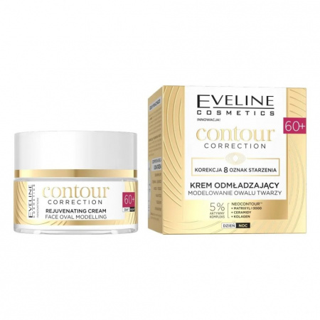 Кремы омолаживающий крем моделирование овала лица 60+ день/ночь contour correction eveline, 50 мл