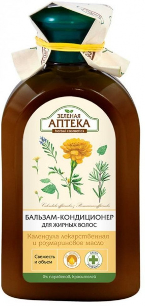 Бальзамы и кондиционеры бальзам-кондиционер для жирных волос "календула лекарственная и розмариновое масло" зеленая аптека, 300 мл