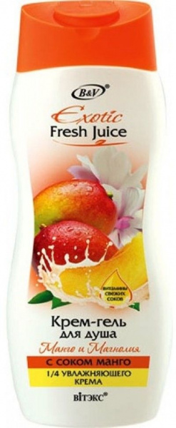 Гели для душа витэкс exotic fresh juice крем-гель для душа "манго и магнолия", 170 мл