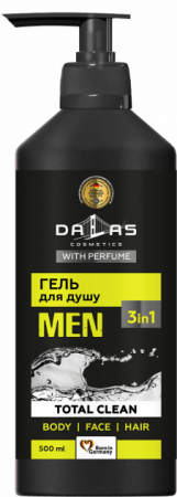 Шампуни dalas мужской шампунь-гель для душа 3в1 total clean, 500 г
