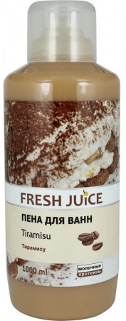 Пена, соль, масло для ванн пена для ванн tiramisu (тирамису, какао, кофе с молочными протеинами) fresh juice, 1000 мл