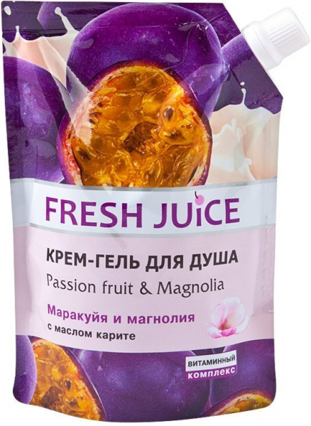 Гели для душа крем-гель для душа "маракуйя и магнолия" fresh juice, дой-пак, 200 мл