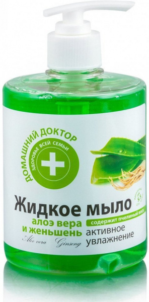 Мыло жидкое мыло "алоэ вера и женьшень" домашний доктор, 500 мл