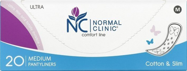 Интимная гигиена normal clinic comfort line прокладки ежедневные "ultra" cotton & slim medium (180 мм), картоннаяй упаковка, 20 шт
