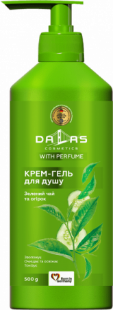 Гели для душа dalas крем-гель для душа зеленый чай и огурец, 500 мл