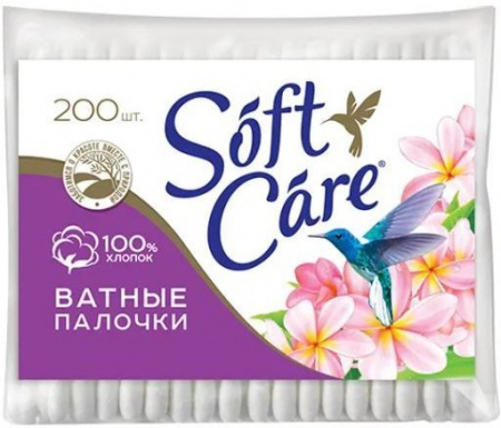 Для макияжа ватные палочки soft care 200 шт, romax