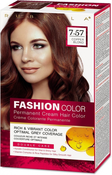 Окрашивание волос стойкая крем-краска для волос rubella fashion color 7.57 медный блонд, 50 мл