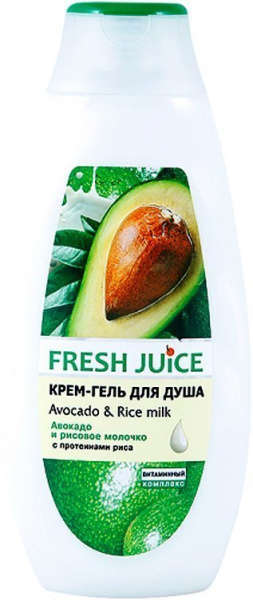 Гели для душа крем-гель для душа "avocado & rice milk" fresh juice, 400 мл