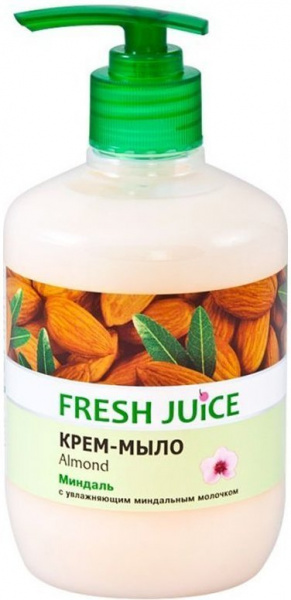 Мыло крем-мыло с дозатором "almond" с миндальным молоком fresh juice, 460 мл