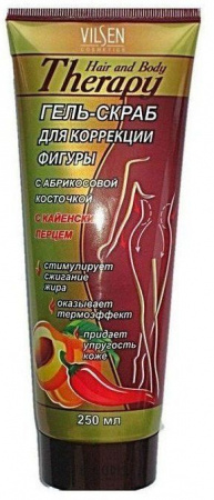 Коррекция фигуры, грязи гель-скраб для коррекции фигуры с кайенским перцем hair and body therapy vilsen, 250 мл