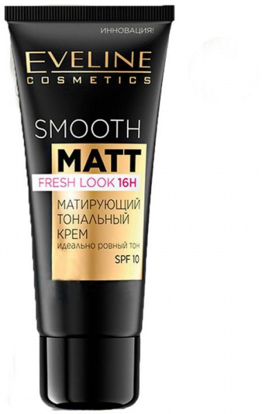 Для лица матирующий тональный крем "smooth matt spf10" eveline, 30 мл, №75 ivory