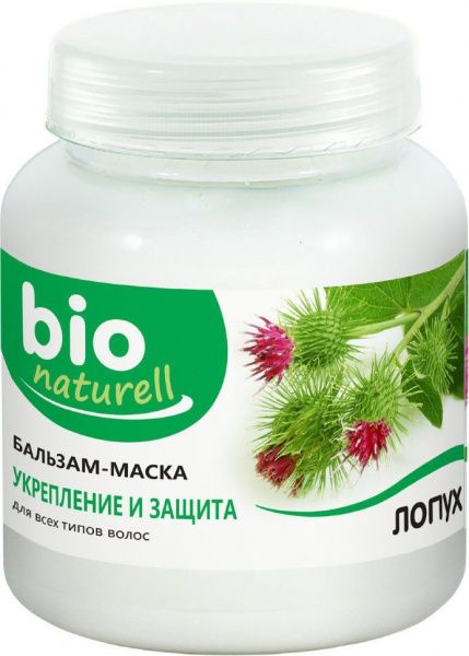 Маски bio naturell бальзам-маска для волос "лопух. укрепление и защита" для всех типов волос, 480 мл