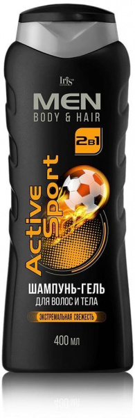 Шампуни iris men body&hair шампунь-гель для волос и тела active sport, 400 мл