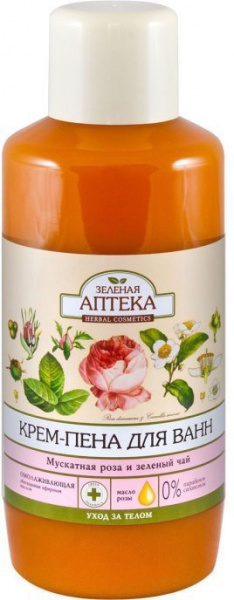 Пена, соль, масло для ванн зеленая аптека крем-пена для ванн "мускатная роза и зеленый чай", 1000 мл