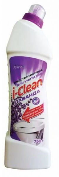 Для очистки поверхностей средство чистящее для унитазов i-clean лаванда romax, 750 мл