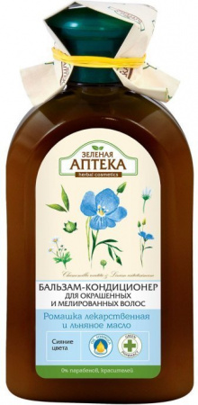 Бальзамы и кондиционеры бальзам-кондиционер для окрашенных и мелированных волос "ромашка лекарственная и льняное масло" зеленая аптека, 300 мл