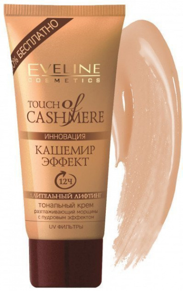 Для лица eveline touch of cashmere тональный крем "кашемир эффект"натуральный, 40 мл