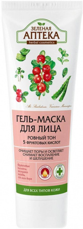 Очищение и умывание гель-маска для лица ровный тон зеленая аптека, 75 мл