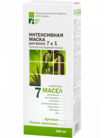 Маски elfa pharm 7 масел интенсивная маска для волос 7в1 против выпадения волос, 200 мл
