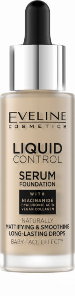 Для лица жидкая тональная основа liquid control №015 light vanilla eveline, 32 мл