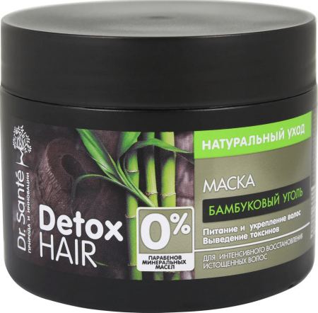 Маски dr.sante detox hair маска для интенсивного восстановления истощенных волос "бамбуковый уголь", 300 мл