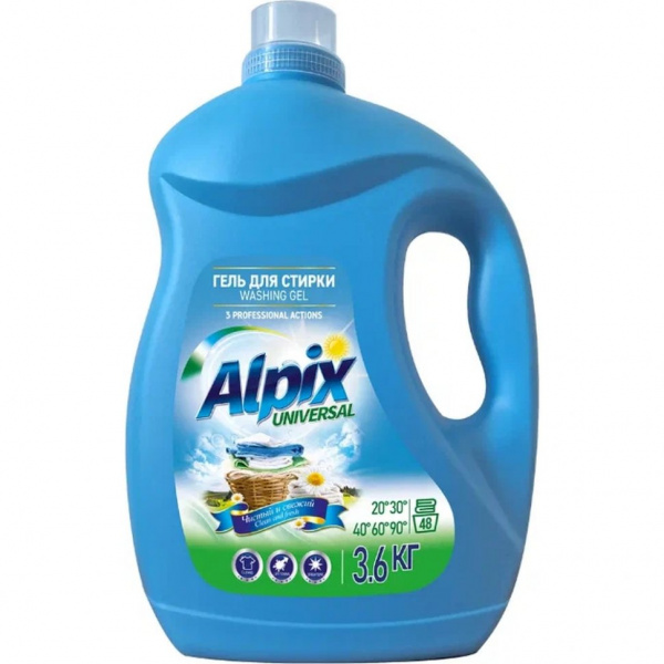 Для стирки гель для стирки белья "alpix" universal romax, 3,6 кг