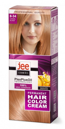 Окрашивание волос стойкая крем-краска для волос jee cosmetics тон 8-34 карамельный блонд