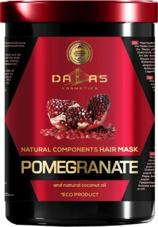 Маски dalas natural component маска для волос с маслом гранатовых косточек и натуральной кокосовой маслом, 1000 мл
