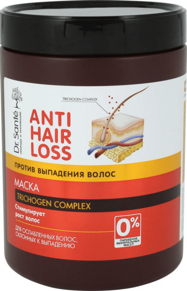 Маски dr.sante anti hair loss маска против выпадения волос "trichgen complex", 1000 мл