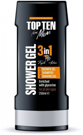 Для душа гель для душа "3 в 1" top ten for men, 250 мл
