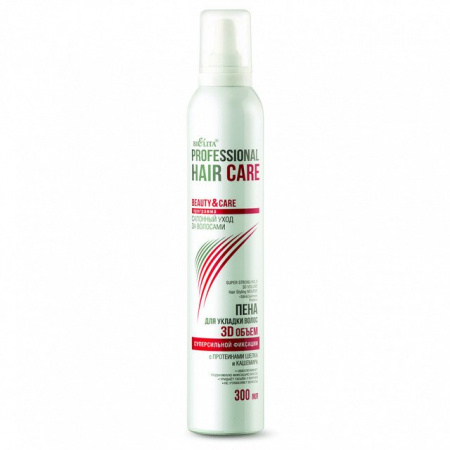 Стайлинг белита hair care пена для укладки 3d объем суперсильной фикс, 300 мл