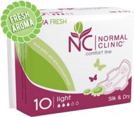 Интимная гигиена гигиенические прокладки ultra fresh silk (3 капли, 240 мм) в полиэтиленовой упаковке normal clinic, 10 шт