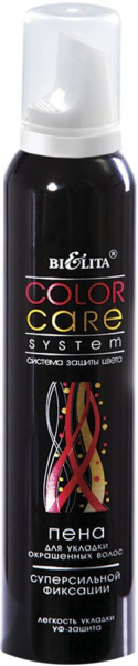 Стайлинг белита color care system пена для укладки окрашенных волос суперсильной фиксации, 200 мл