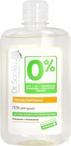 Гели для душа dr.sante 0% гель для душа "очищение и увлажнение", 300 мл