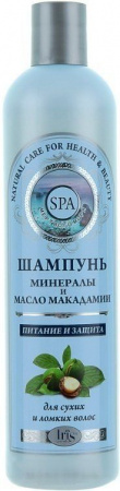 Шампуни шампунь "питание и защита" с минералами и маслом макадамии для сухих и ломких волос spa iris, 400 мл