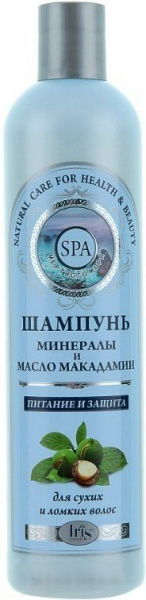 Шампуни шампунь "питание и защита" с минералами и маслом макадамии для сухих и ломких волос spa iris, 400 мл