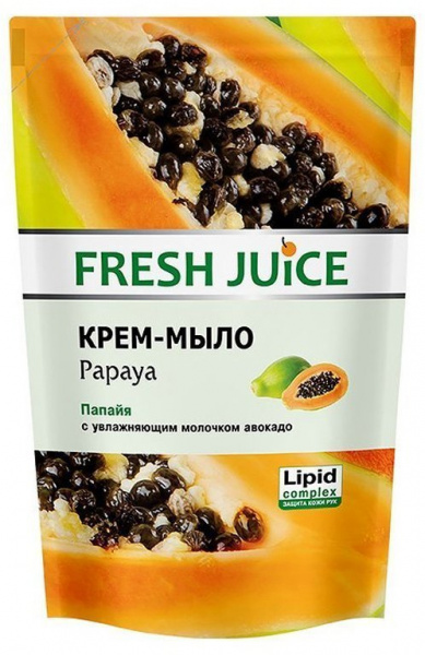 Мыло fresh juice крем-мыло "папайя" с увлажняющим молочком авокадо, эконом-упаковка, 1000 мл