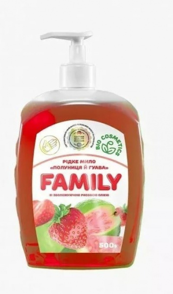 Мыло galax family жидкое мыло "клубника и гуава" с увлажняющим рисовым маслом, 500 мл