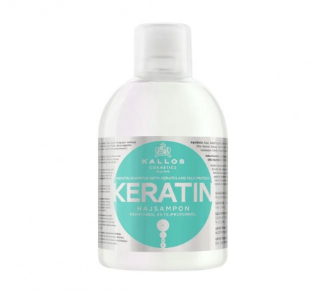 Шампуни шампунь keratin с кератином и молочным протеином для сухих, поврежденных и химически обработанных волос kallos, 1000 мл