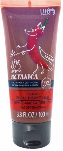 Маски для лица термо-маска для лица разогревающая "botanika" bio world, 100 мл