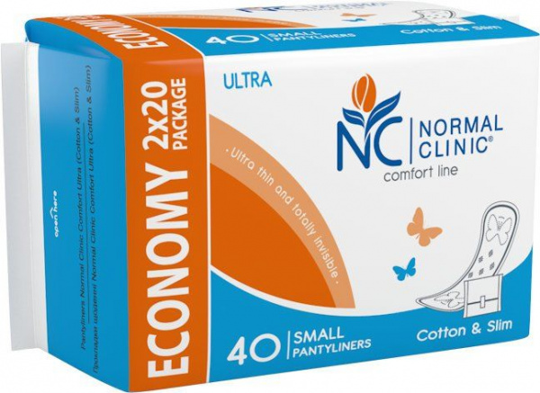 Интимная гигиена normal clinic comfort line прокладки ежедневные "ultra"cotton & slim small, 40 шт