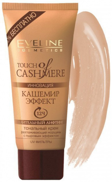 Для лица eveline touch of cashmere тональный крем "кашемир эффект" теплый беж, 40 мл