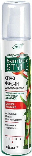Стайлинг витэкс bamboo style спрей-фиксин для укладки волос с укрепляющим действием бамбука сильной фиксации, 215 мл
