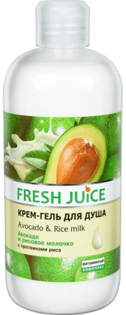 Гели для душа крем-гель для душа "авакадо и рисовое молочко" fresh juice, 500 мл