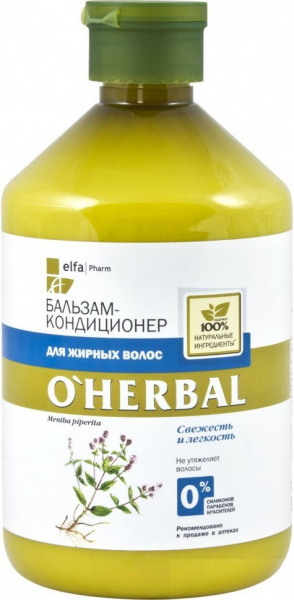 Бальзамы и кондиционеры o'herbal бальзам-кондиционер для жирных волос, 500 мл