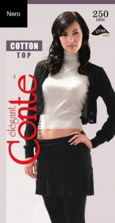Колготки и чулки колготки из хлопка "cotton top 250 den" conte, цвет nero (черный), 4-й размер