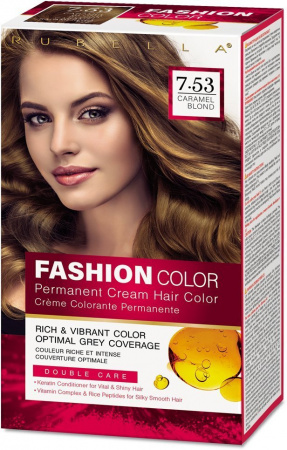 Окрашивание волос стойкая крем-краска для волос rubella fashion color 7.53 карамельный блонд, 50 мл